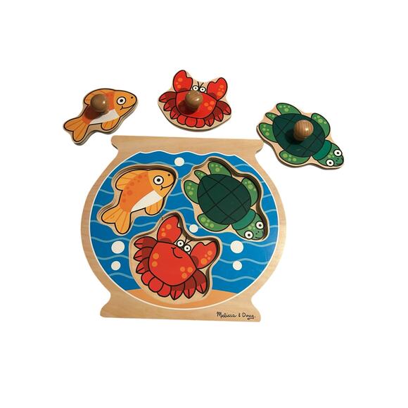Melissa & Doug Animals Jumbo Knob Wooden Puzzle Fish Bowl - Picture 2 of 3